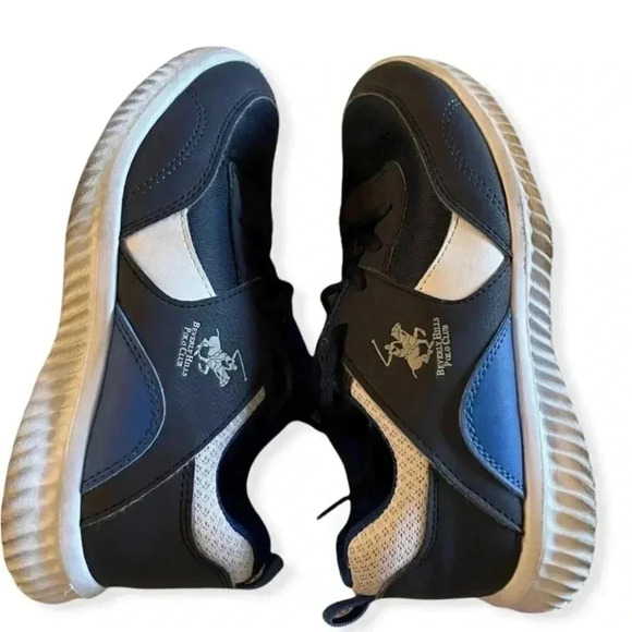 BEVERLY HILLS POLO CLUB KIDS LACE-UP KIDS SNEAKERS SZ 1Navy/ White - Picture 5 of 5
